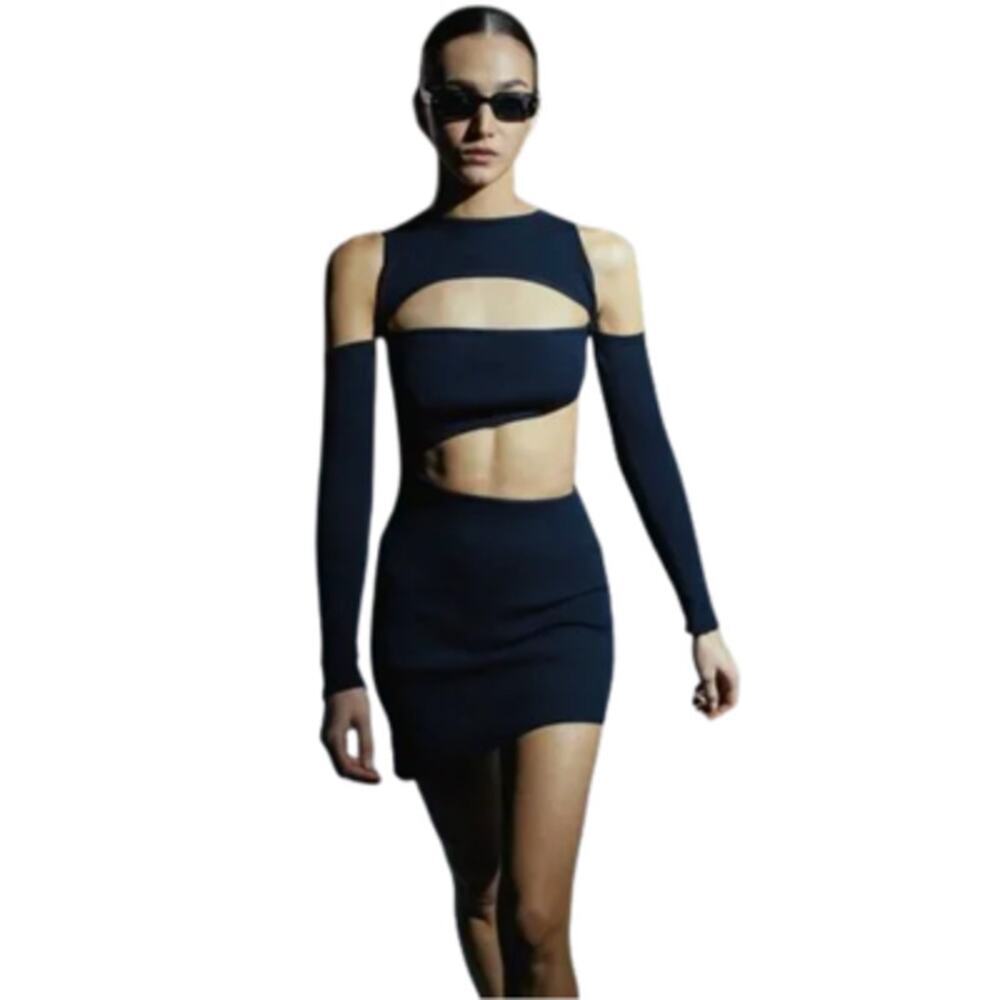 Baobab Violeta Mini Dress Cutout Bodycon Black Coal Size XS NEW